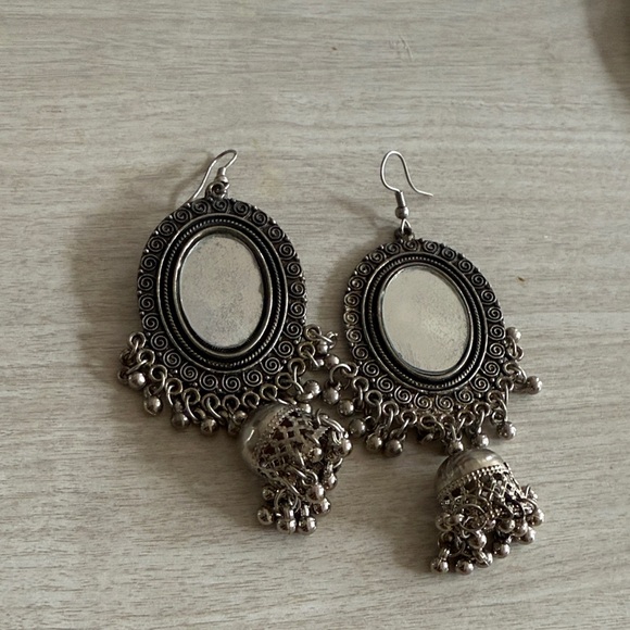 Oxidized Silver Dangle Earrings - Picture 1 of 3